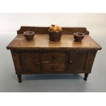 A small oak apprentice piece sideboard. IMPORTANT: Online viewing and bidding only. No in person