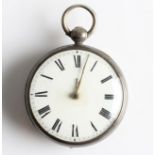 A George IV silver George Dryden, London, open face key wind pocket watch, the white enamel dial