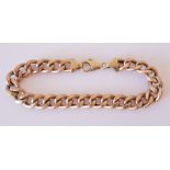 A rose and yellow metal curb link bracelet, clasp hallmarked 9ct gold, length approx. 21cm.
