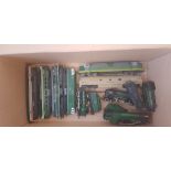 A box containing a quantity of Hornby engines and rolling stock. IMPORTANT: Online viewing and