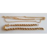 *Two hallmarked 9ct yellow gold chains (A/F both broken). IMPORTANT: Online viewing and bidding