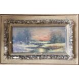 Two framed oil on boards by G. Salvia of country scenes, 15cm x 31cm and one framed unsigned river