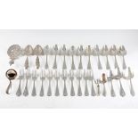 A collection of 19th Century Dutch silver flatware, to include nine forks and twelve spoons, some