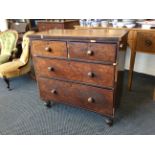 A late 19th century mahogany chest of drawers with two long and two short. IMPORTANT: Online viewing