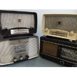 Four radios, including brown and cream Ultras, a Murphy type A372 and a Philips type 381A.