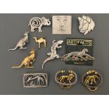 Ten Jonette Jewelry Company animal pin brooches, with one necklace charm, including lions,