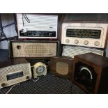 Seven radios, including Sonora Elegance XI, BTS, Westminster 5355, EKCO, Richard Allen, Schneider