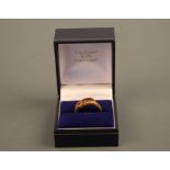 A gemstone set snake ring assessed as 18ct gold, ring size P IMPORTANT: Online viewing and bidding