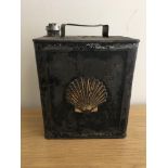 A Shell black and gold petrol can. IMPORTANT: Online viewing and bidding only. No in person