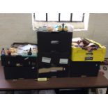 Seven boxes of various items including cameras, decorative items and cruet sets IMPORTANT: Online