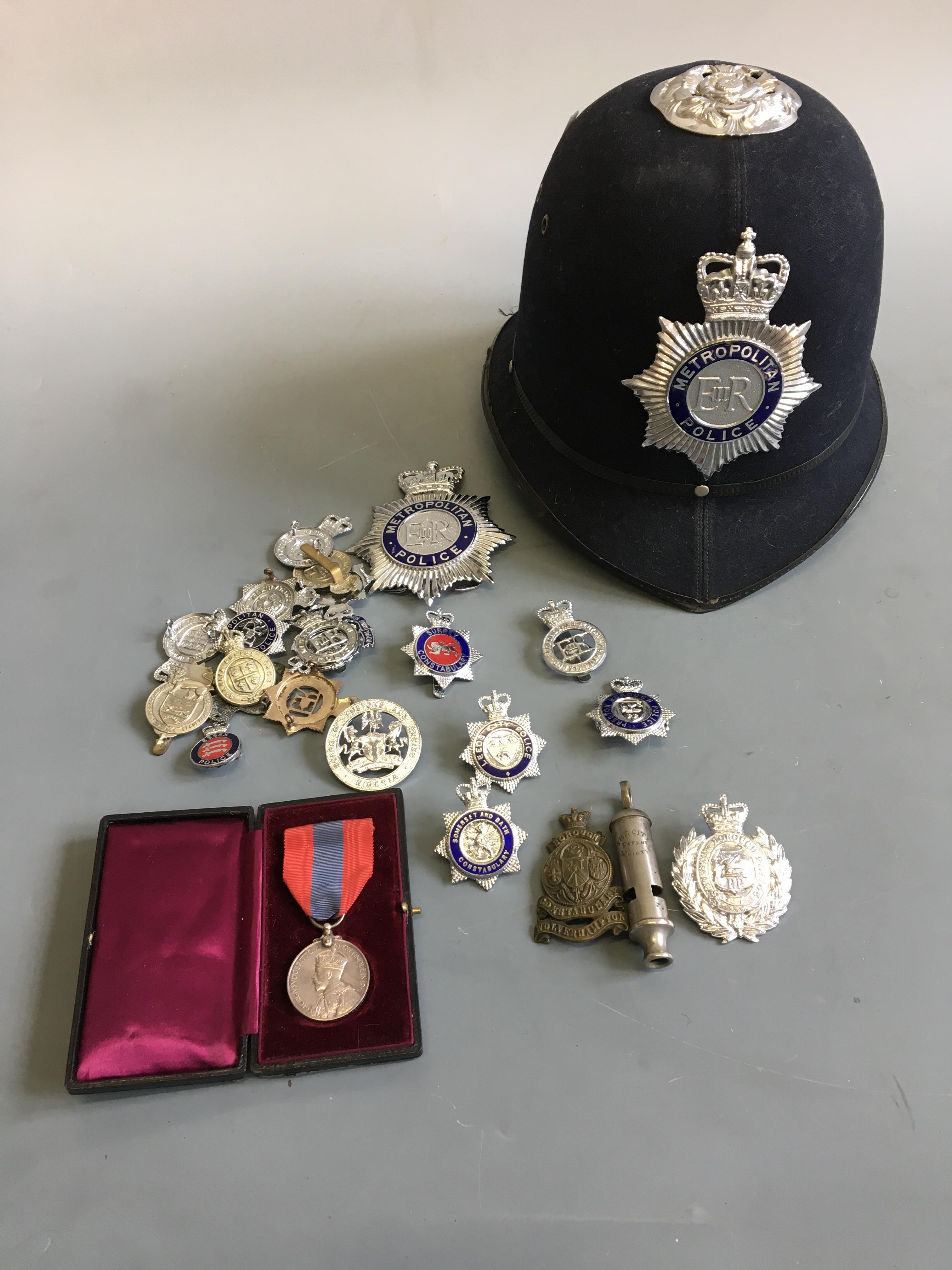 A collection of policeman’s items including Imperial Service medal belonging to Frederick Edward