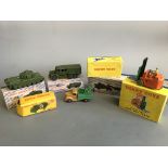 Dinky Toys 401 Forklift Truck, 430 Breakdown Lorry, 626 Military Ambulance, 651 Centurion Tank,