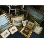 A selection of framed paintings and prints, depicting landscapes, still life, etc. IMPORTANT: Online