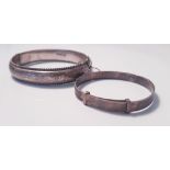 Two silver bangles. IMPORTANT: Online viewing and bidding only. No in person collections, an