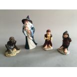Royal Doulton Lord of the Rings figurines Gandalf, Samwise, Gollum and Bilbo. IMPORTANT: Online