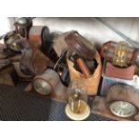 A selection of various clocks, clock parts and barometers, including glass domed clocks, mantel