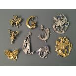 Nine Jonette Jewelry fairy pin brooches. IMPORTANT: Online viewing and bidding only. No in person
