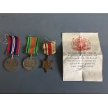 World War Two War, Defence and Africa Star medals. IMPORTANT: Online viewing and bidding only. No in