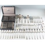 A collection of white metalware, to include a boxed set of Begeer van Kempen Vos knives (one
