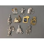 Ten Jonette Jewelry cat pin brooches, including picture frame. IMPORTANT: Online viewing and bidding