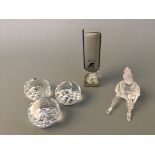 Swarovski ballerina, three paperweights and a key ring. IMPORTANT: Online viewing and bidding