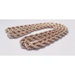 A yellow gold marked 375 rope twist design chain, approx. length 30", approx. weight 81g