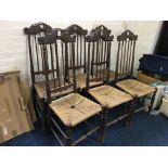 Six oak rush seated chairs. IMPORTANT: Online viewing and bidding only. Collection by appointment