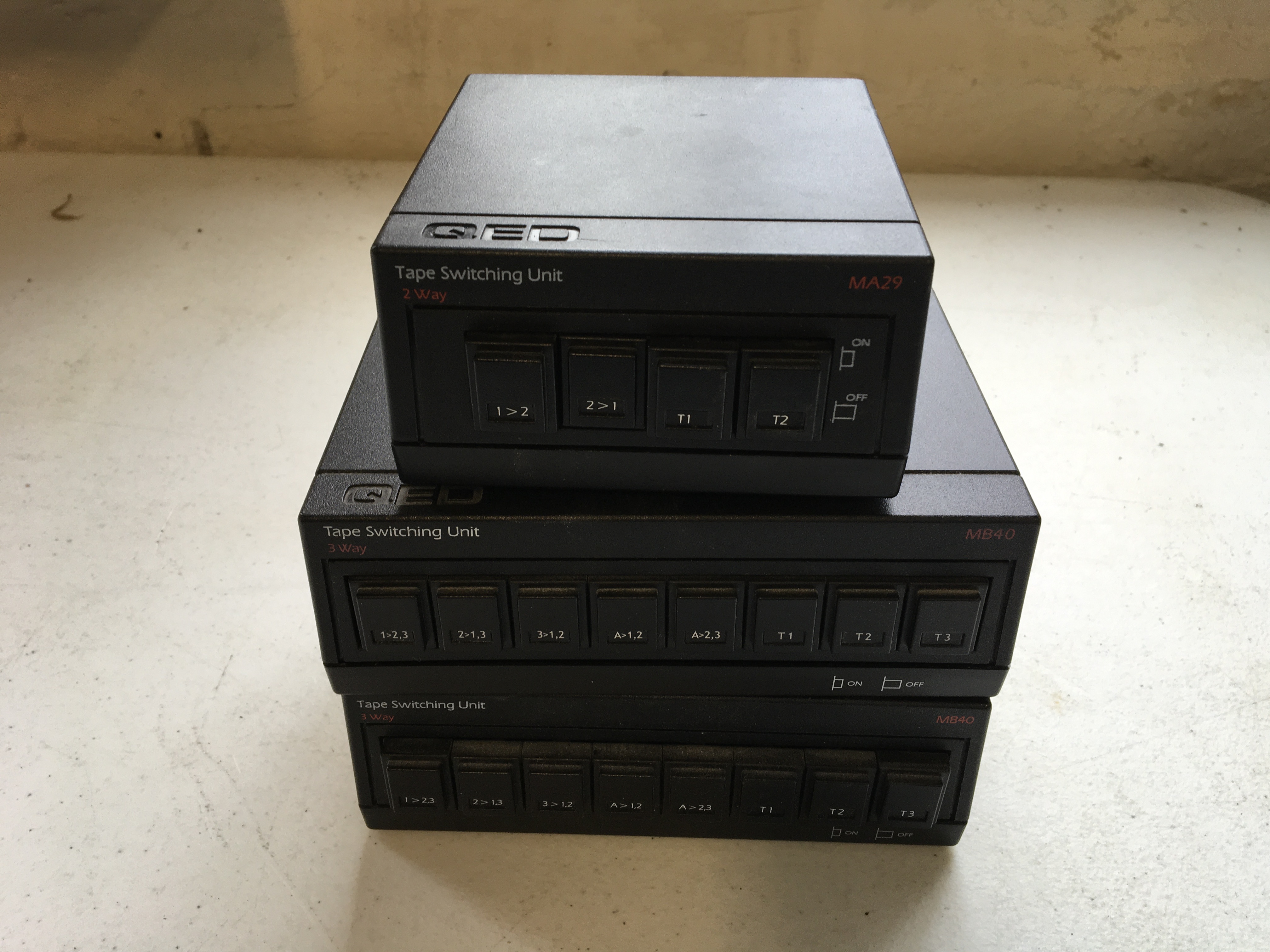 QED two 3 way MB40 and one 2 way MA29 tape switching units. MPORTANT: Online viewing and bidding