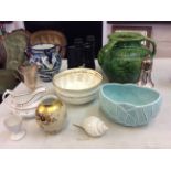 Selection of various items to include Sylvac 2362 bowl, green three handle vase, jug, jug, bowl, egg