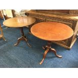 Two 19th century mahogany tilt top tables with single column on tripod base. IMPORTANT: Online
