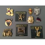 Eight Jonette Jewelry cat and mouse pin brooches with two badges and a pendant. IMPORTANT: Online