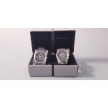 *Two Gent's EMPORIO ARMANI wrist watches, both with black face, black link strap, both in boxes.