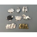 Eight Jonette Jewelry farm animal pin brooches. IMPORTANT: Online viewing and bidding only. No in