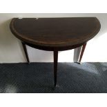 A D end mahogany inlaid hall table. IMPORTANT: Online viewing and bidding only.