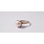 A yellow gold marked 375 pearl style ring, size I, approx. weight 2gms. IMPORTANT: Online viewing