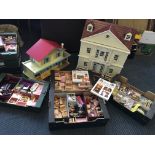 White and brown painted dolls house-mansion with a GB Toys dolls house & four boxes of accessories.