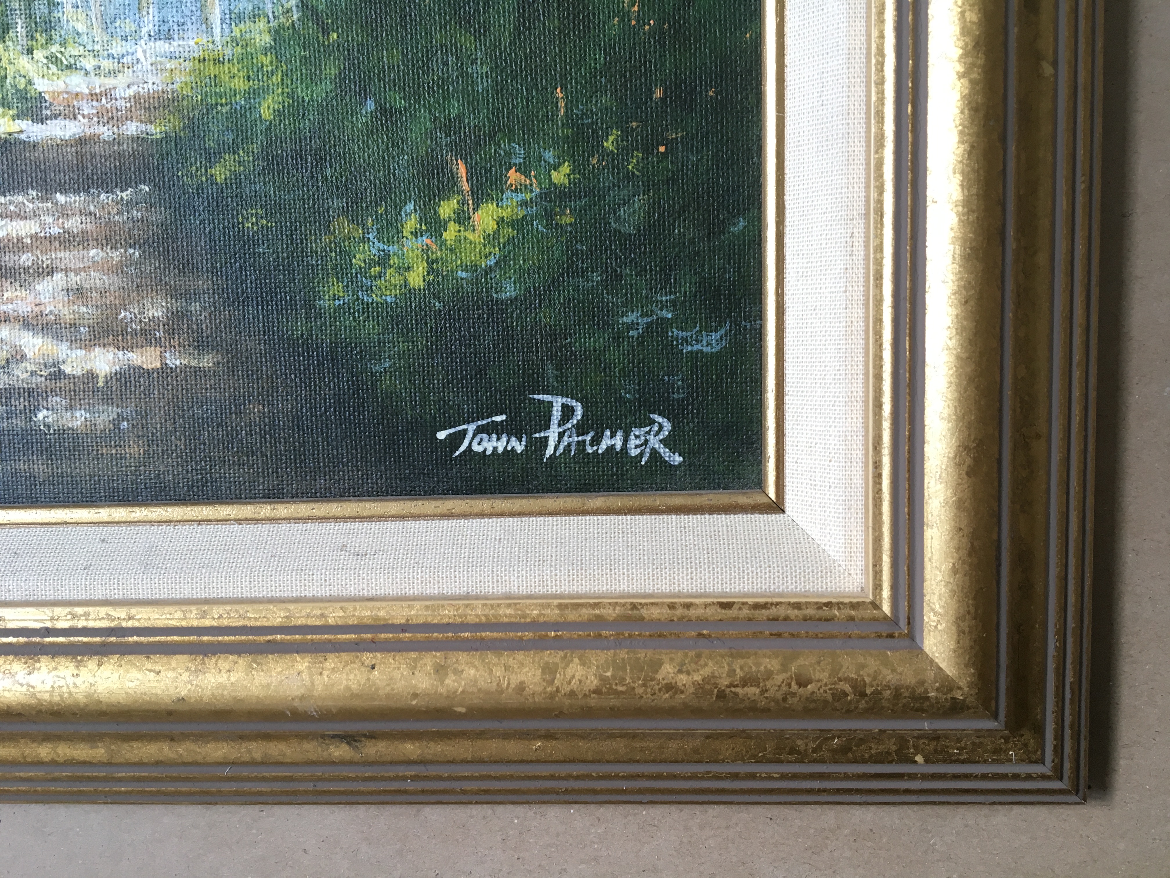 JOHN PALMER. Framed, signed to base right, oil on board, path through woodland, 29cm x 24cm. (ARR) - Image 3 of 4