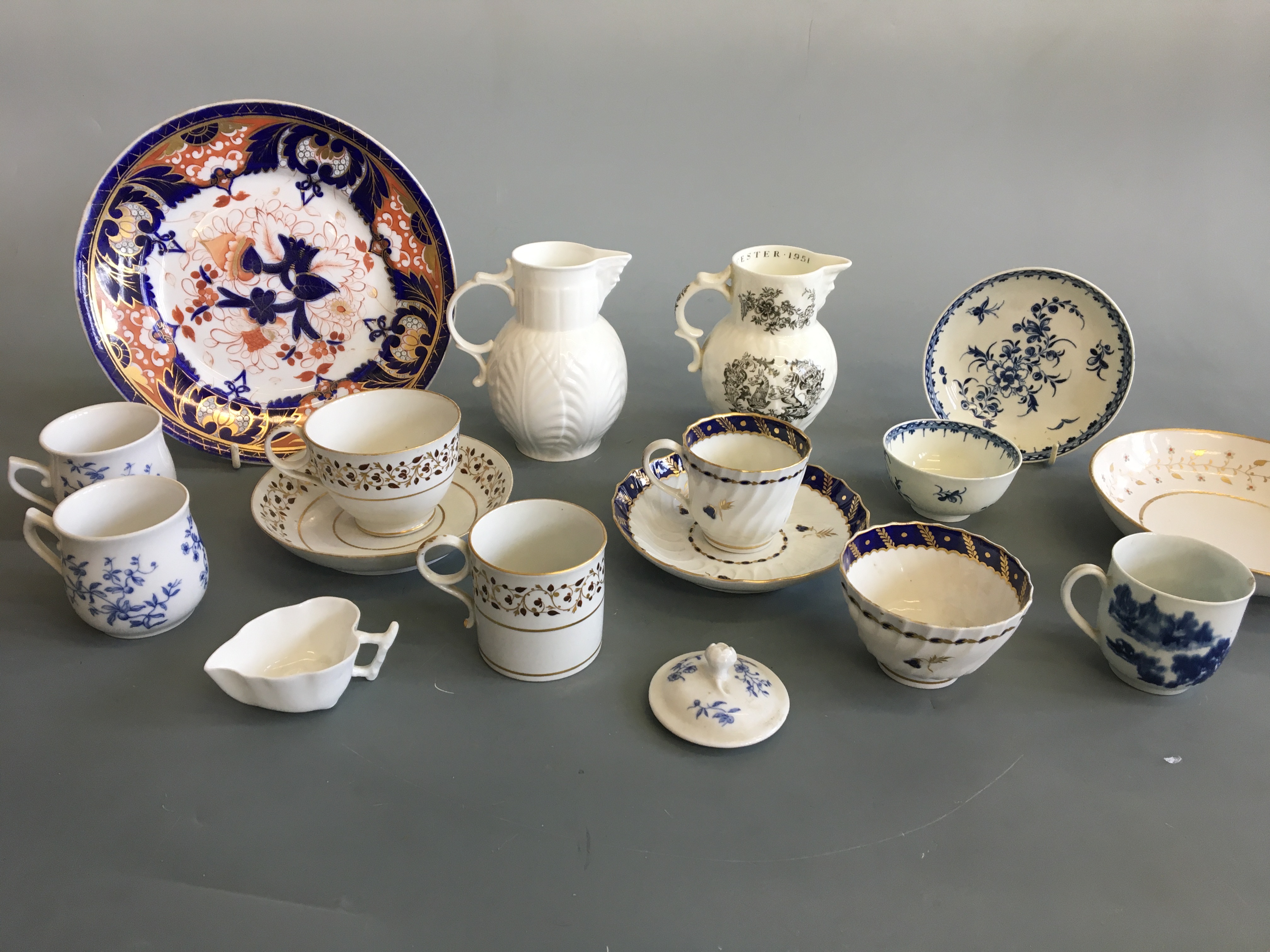 A small collection of English porcelain 18th/19th and 20th century including Worcester mask jugs,