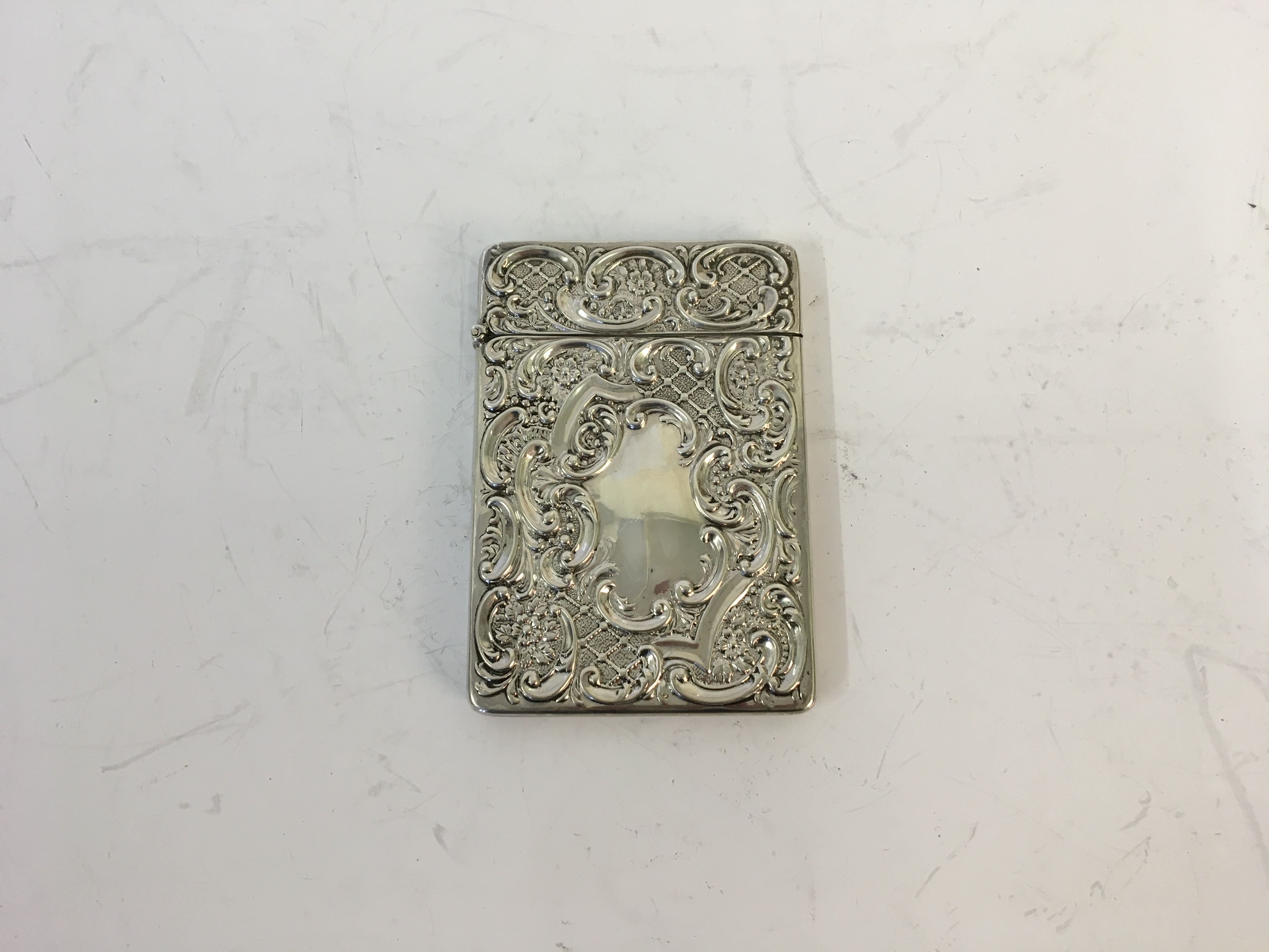 A silver card case with hinged lid - Image 2 of 3