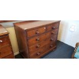 A mahogany three long and two short drawers chest on bun feet. IMPORTANT: Online viewing and bidding