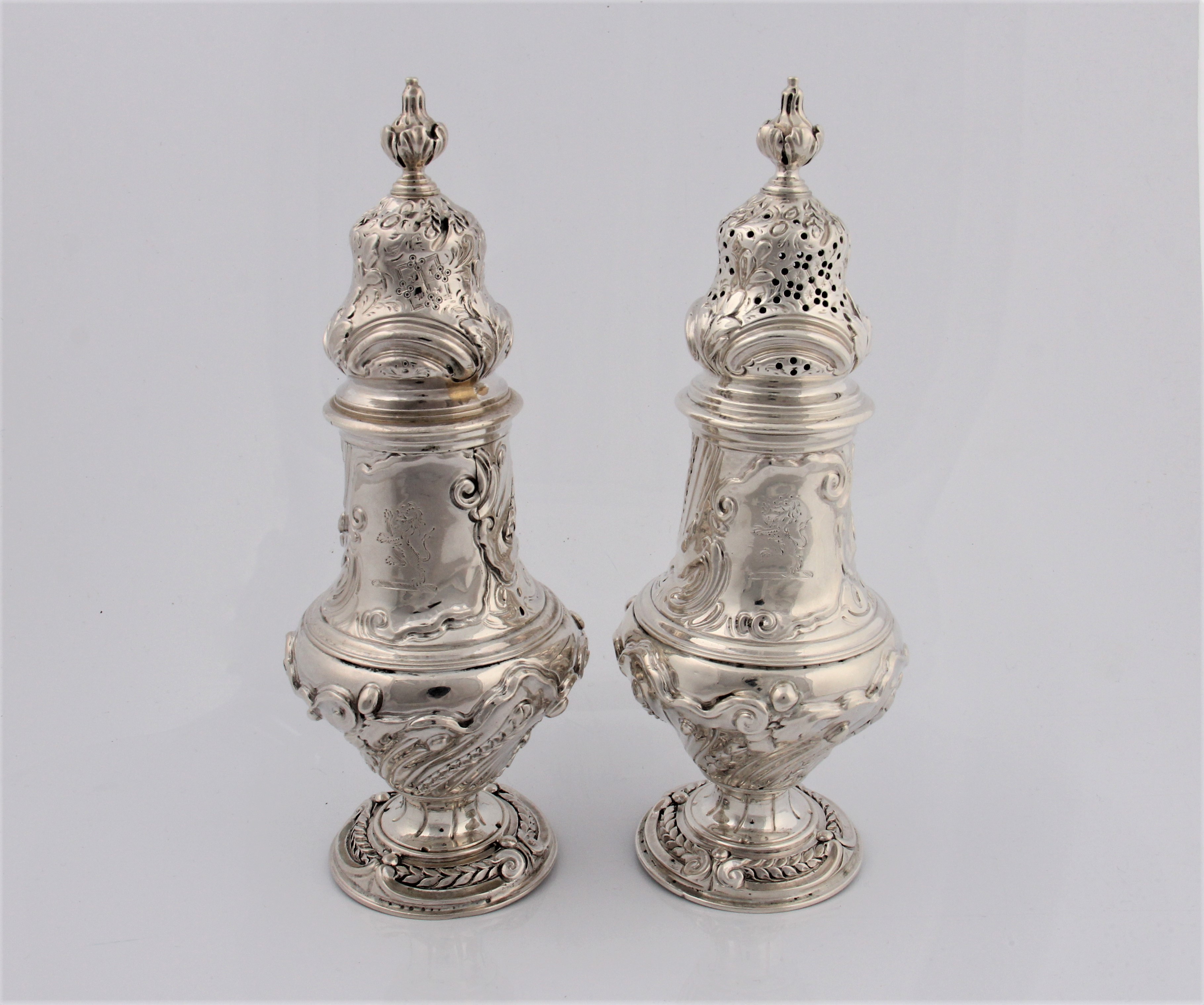 A George III silver sugar caster with a matching spice pot marks for London 1761