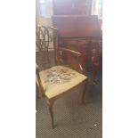 A walnut three drawer fitted bureau with a carver armchair. IMPORTANT: Online viewing and bidding