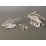 A Swarovski whale, two dolphin group and seal pup. IMPORTANT: Online viewing and bidding only. No in