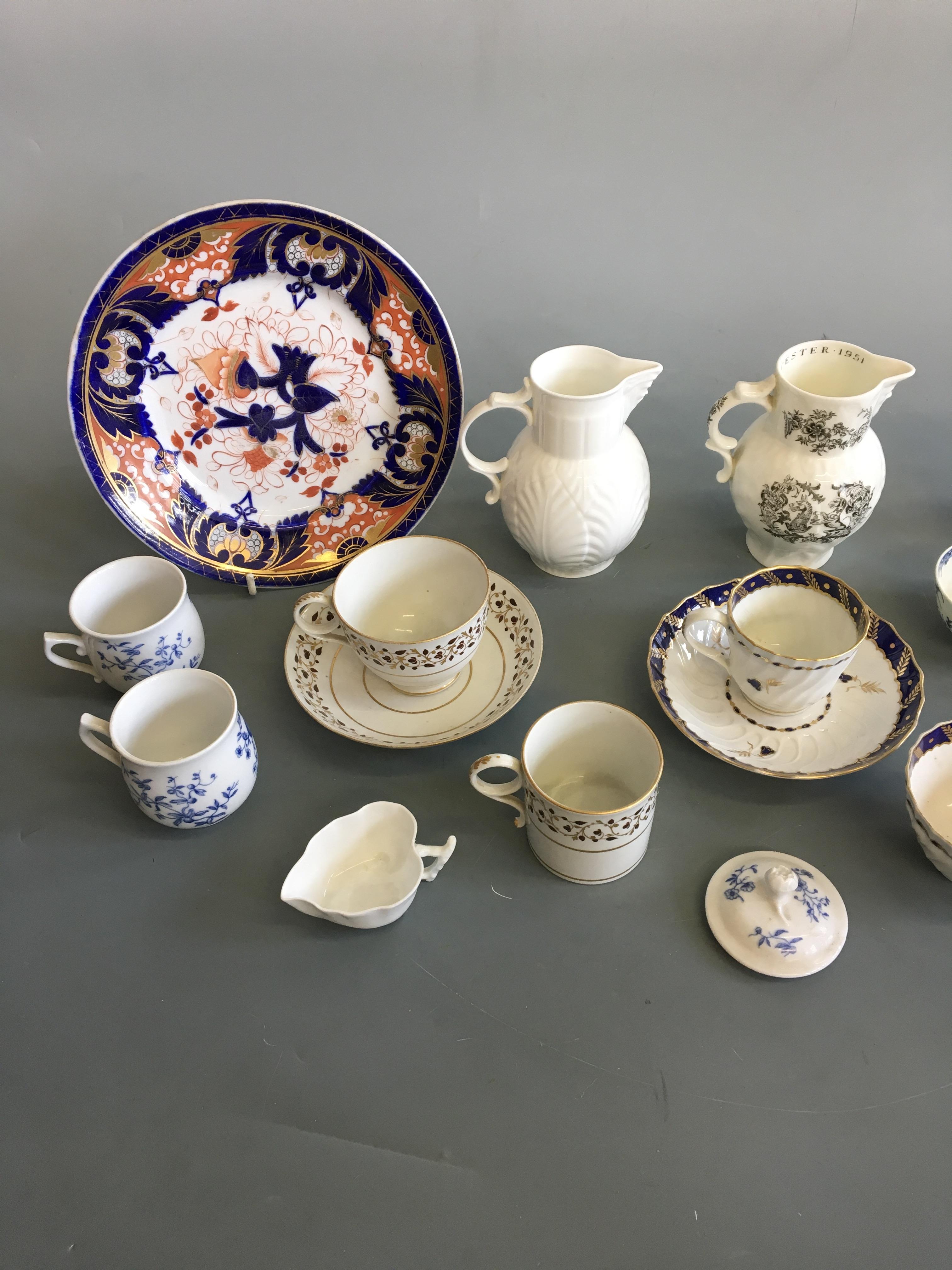 A small collection of English porcelain 18th/19th and 20th century including Worcester mask jugs, - Image 7 of 7