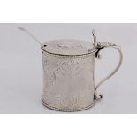 A George III silver mustard pot with marks for London 1781