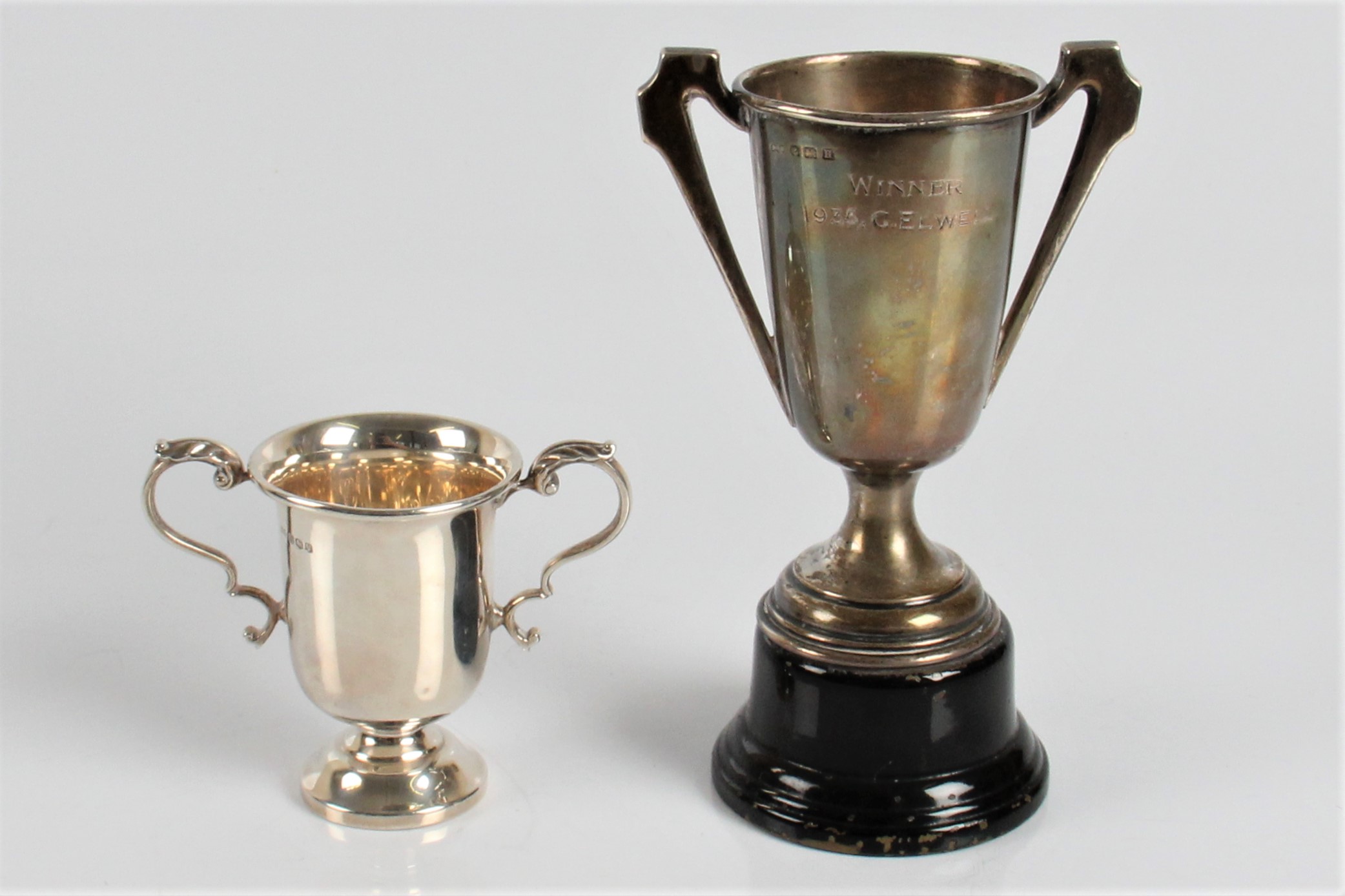 Two silver hallmarked two handled trophy on stands - Image 4 of 7