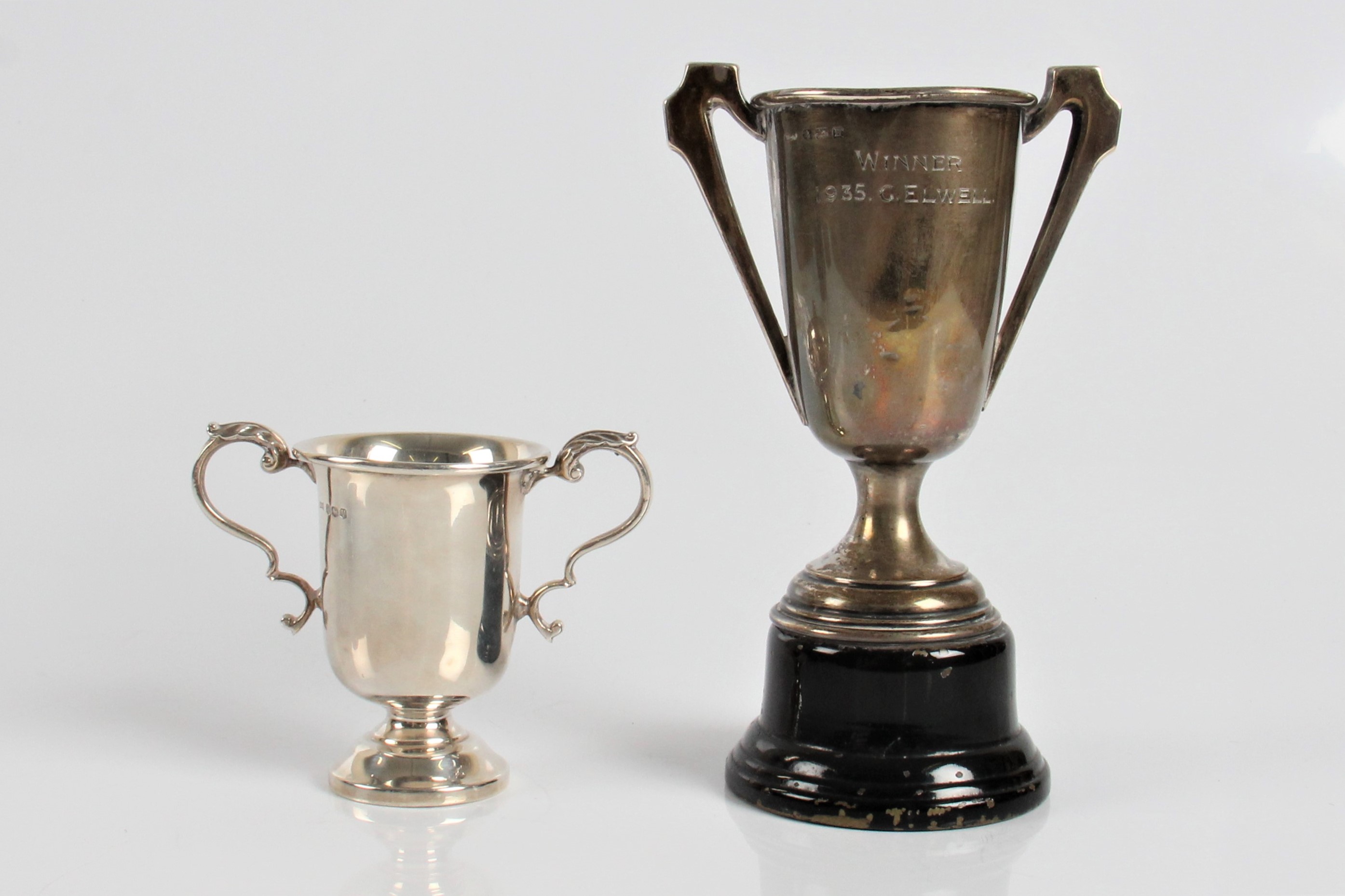 Two silver hallmarked two handled trophy on stands - Image 3 of 7