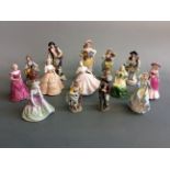 Seven German porcelain figurines with seven Coalport figurines. IMPORTANT: Online viewing and