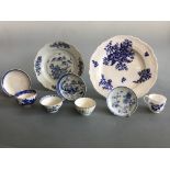 Nine pieces of 18th/19th century English blue and white porcelain, some marked, including