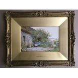 CLAUDE STRACHAN. Framed, signed to base right and titled ‘The Cottage Door’, with Matthews &